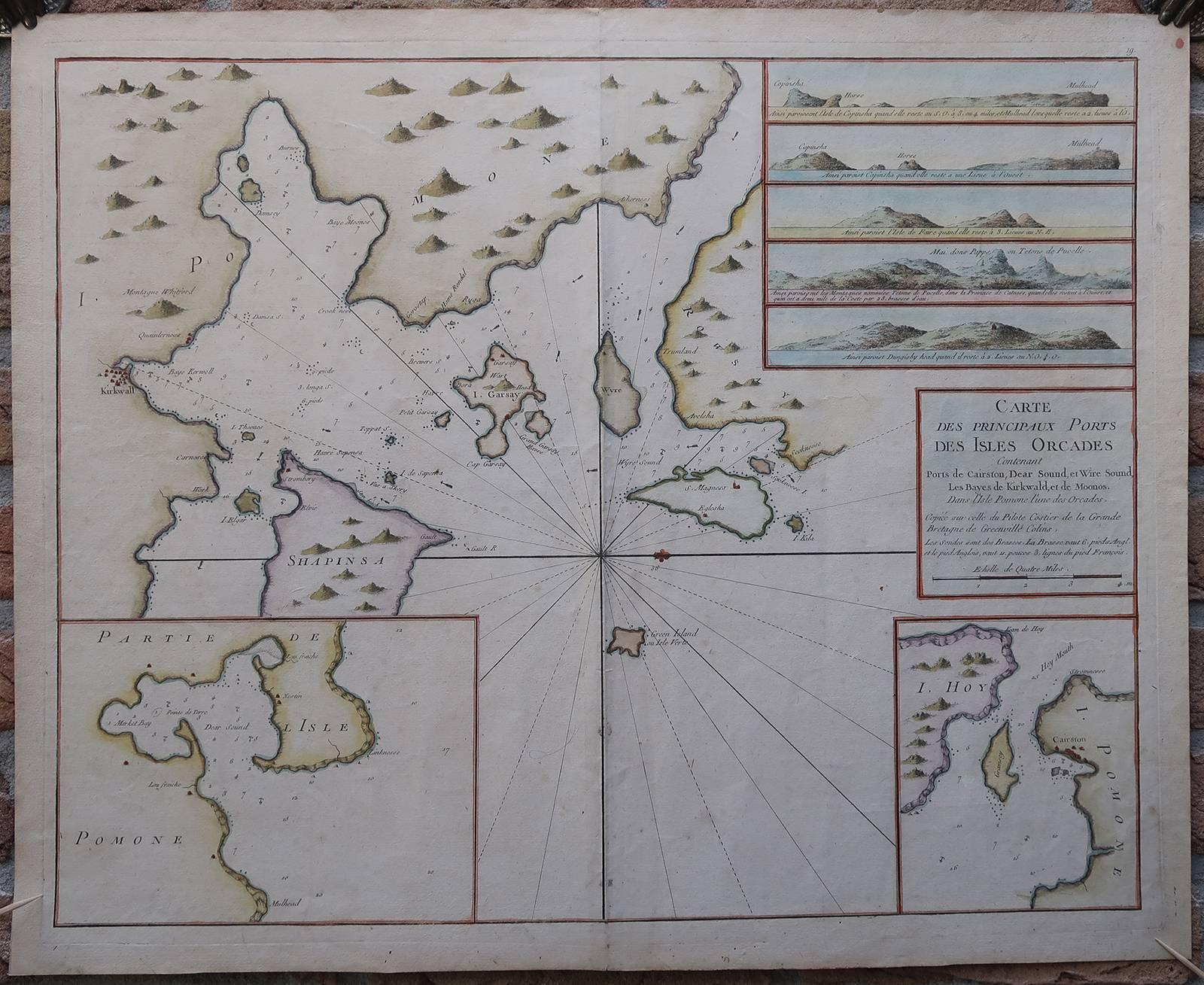 Captain Greenvile Collins Print - Carte des Principaux Ports des Isles Orcades […].