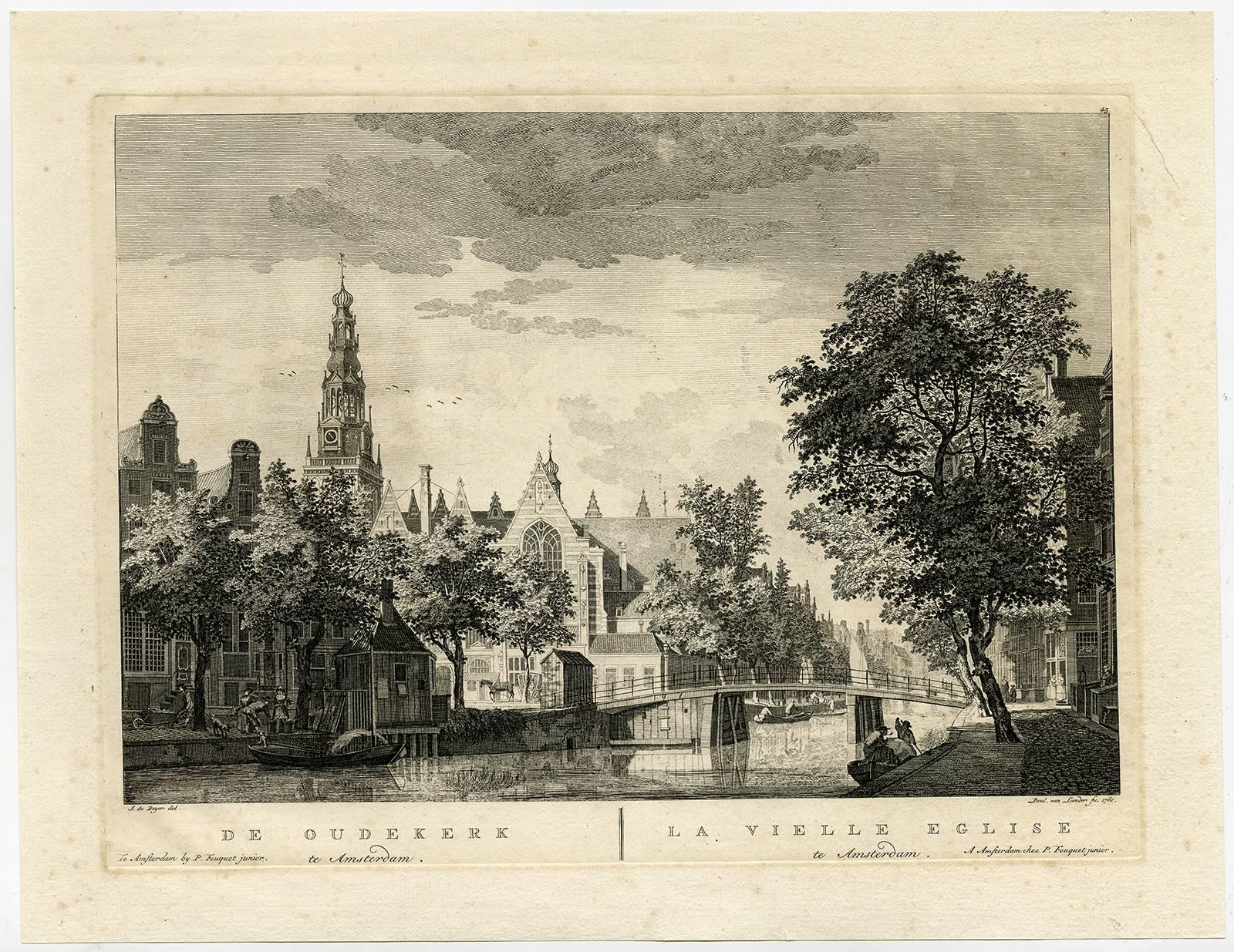 Paul van Liender Print - De Oudekerk te Amsterdam - The Oude Kerk in Amsterdam