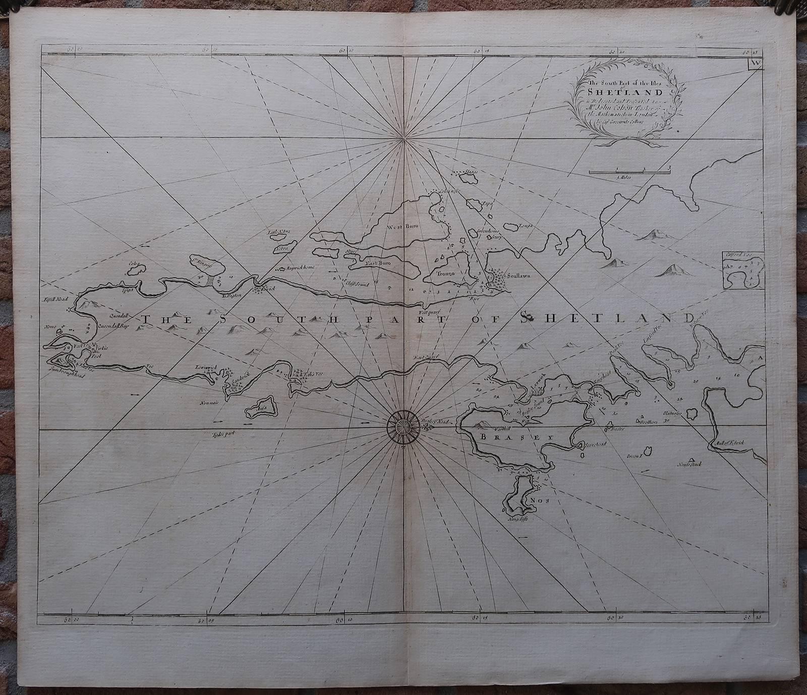 Captain Greenvile Collins Print - The South Part of the Isles of Shetland [...].