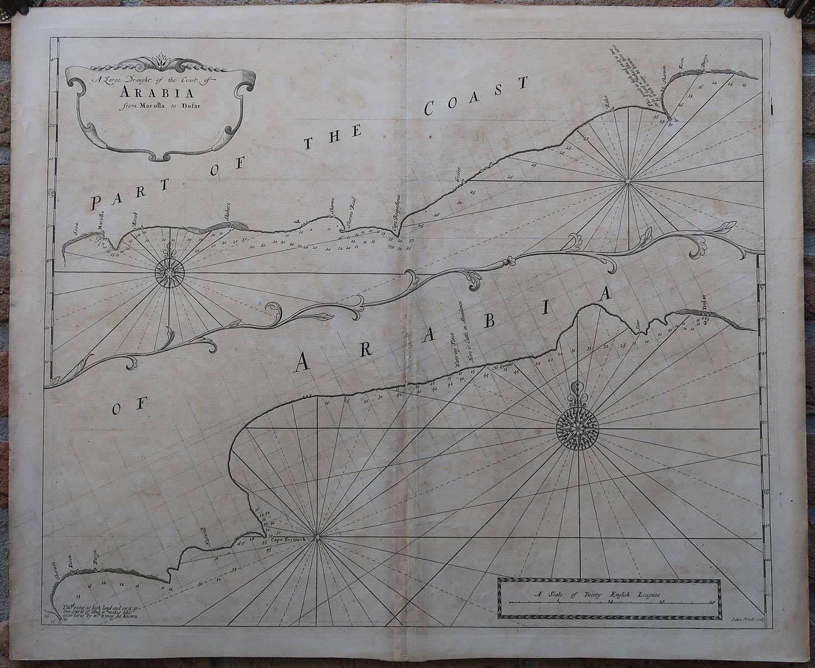 Sutton Nicholls Print - A Large Draught of the Coast of Arabia from Maculla to Dofar.