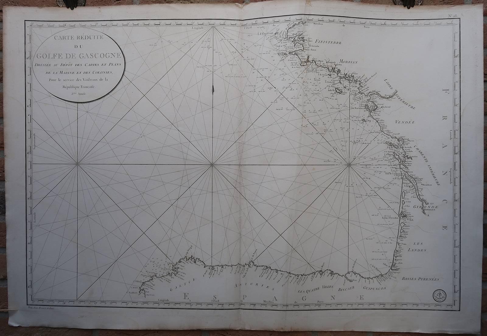 Unknown Print - No. 28. Carte reduite du Golfe de Gascoigne [...].