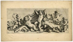Untitled - Ornamental frieze with putti with hunting attributes.