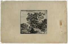 Untitled - Landscape with trees near a stream.