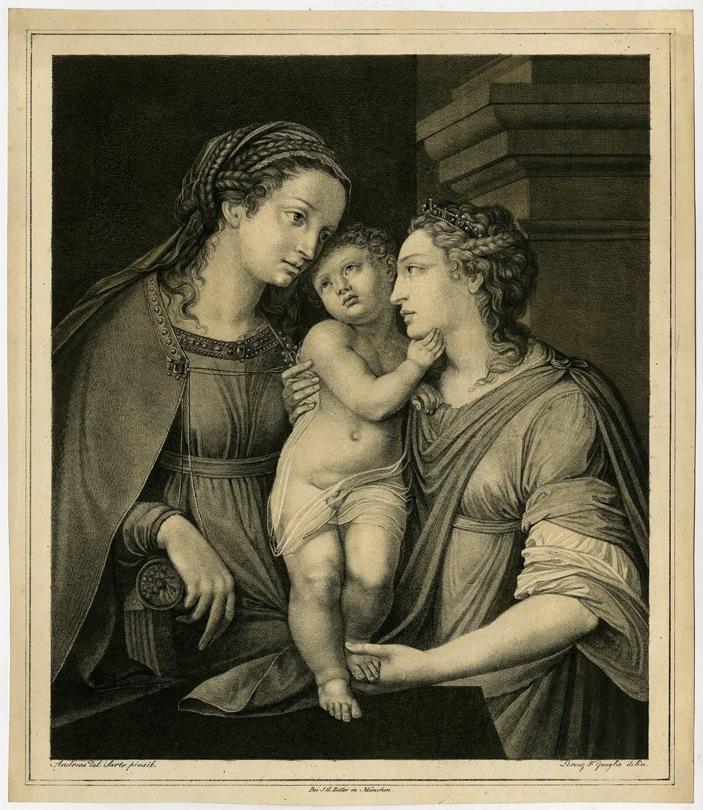  Lorenzo Quaglio Portrait Print - Untitled. Mary with Jesus and another woman (Elizabeth).