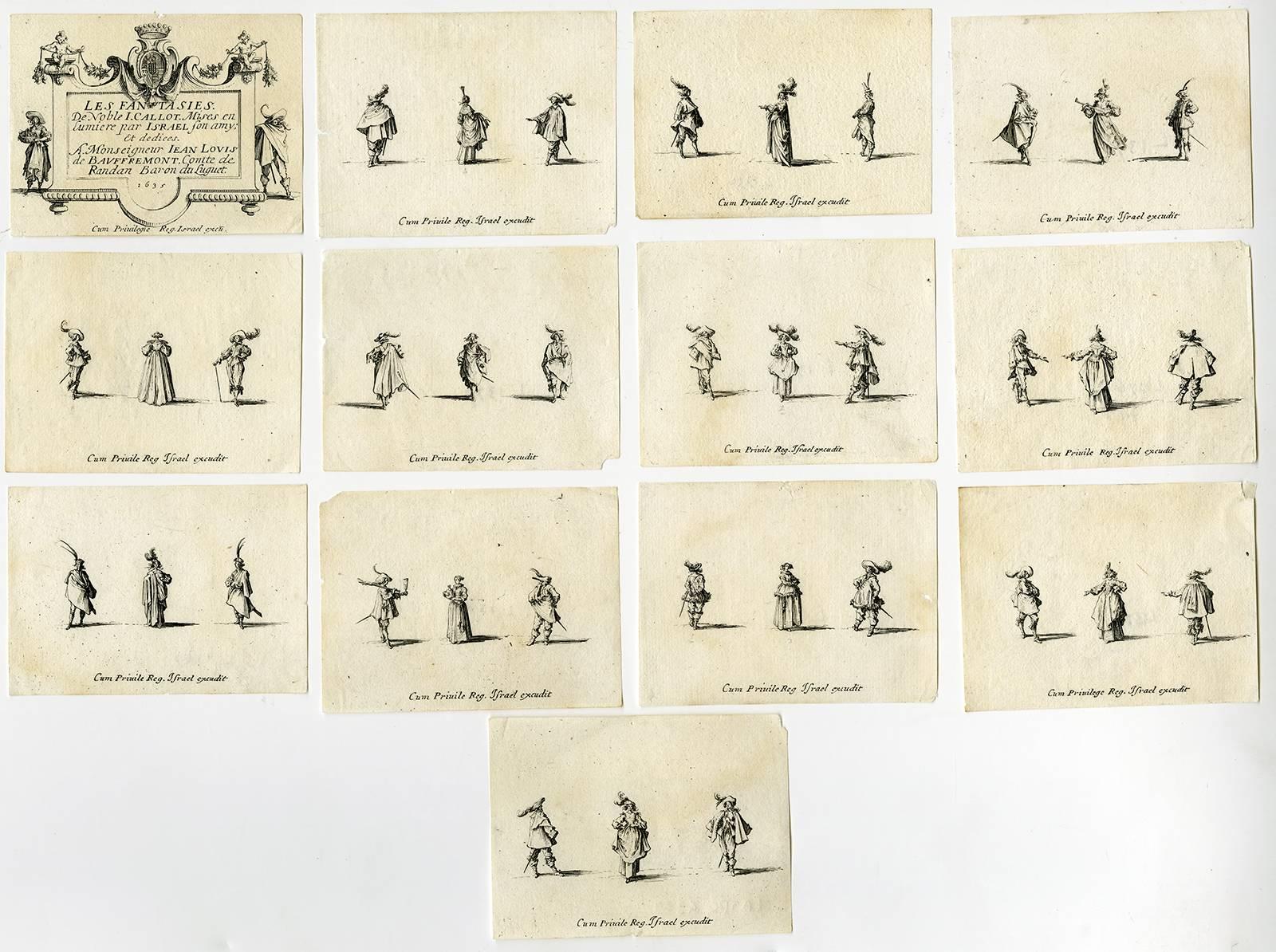Jacques Callot Figurative Print - Les Fantaisies.' - Complete series of small figures.