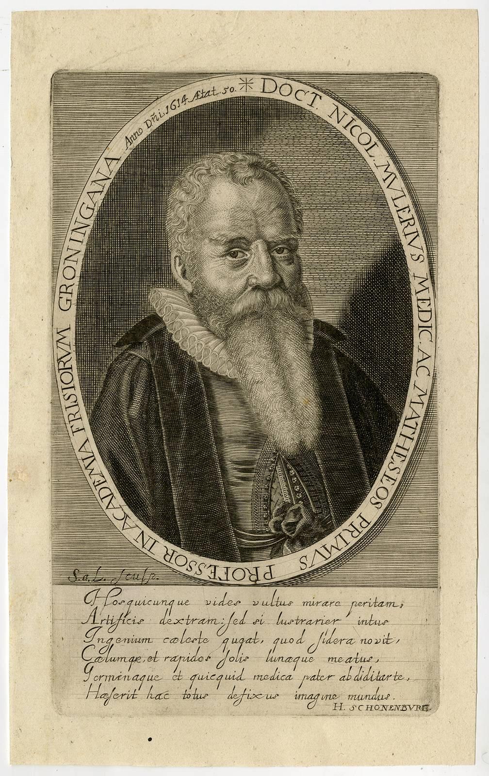 Simon Anton van Lamsweerde Portrait Print - Doct. Nicol. Mulerus medica [..]. - Portrait of Nicolas Mulerus [...].
