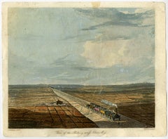 Antique View of the railway across Chat Moss.