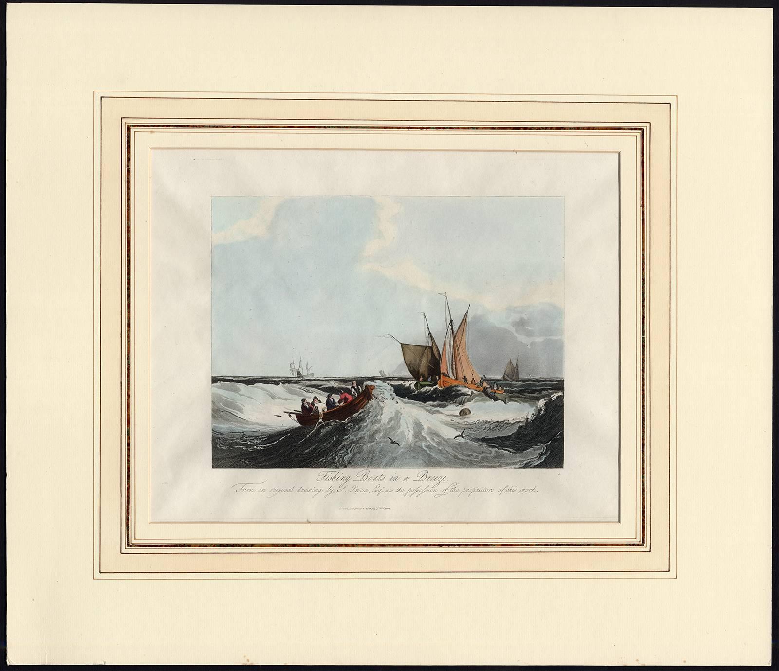 Samuel Owen Figurative Print - Fishing Boats in a Breeze. 