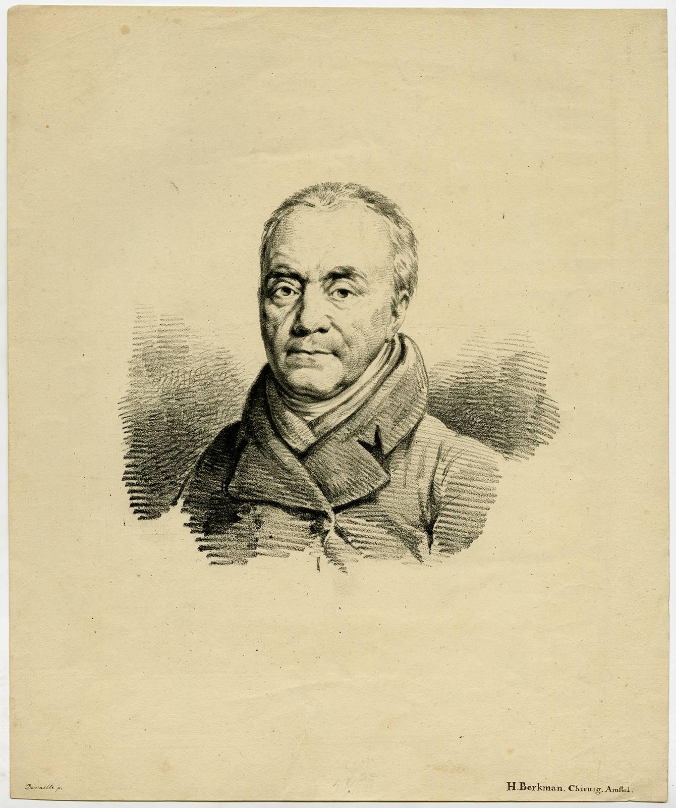 Jean Augustin Daiwaille Portrait Print - Portrait of the obstetrician H. Berkmans from Amsterdam.