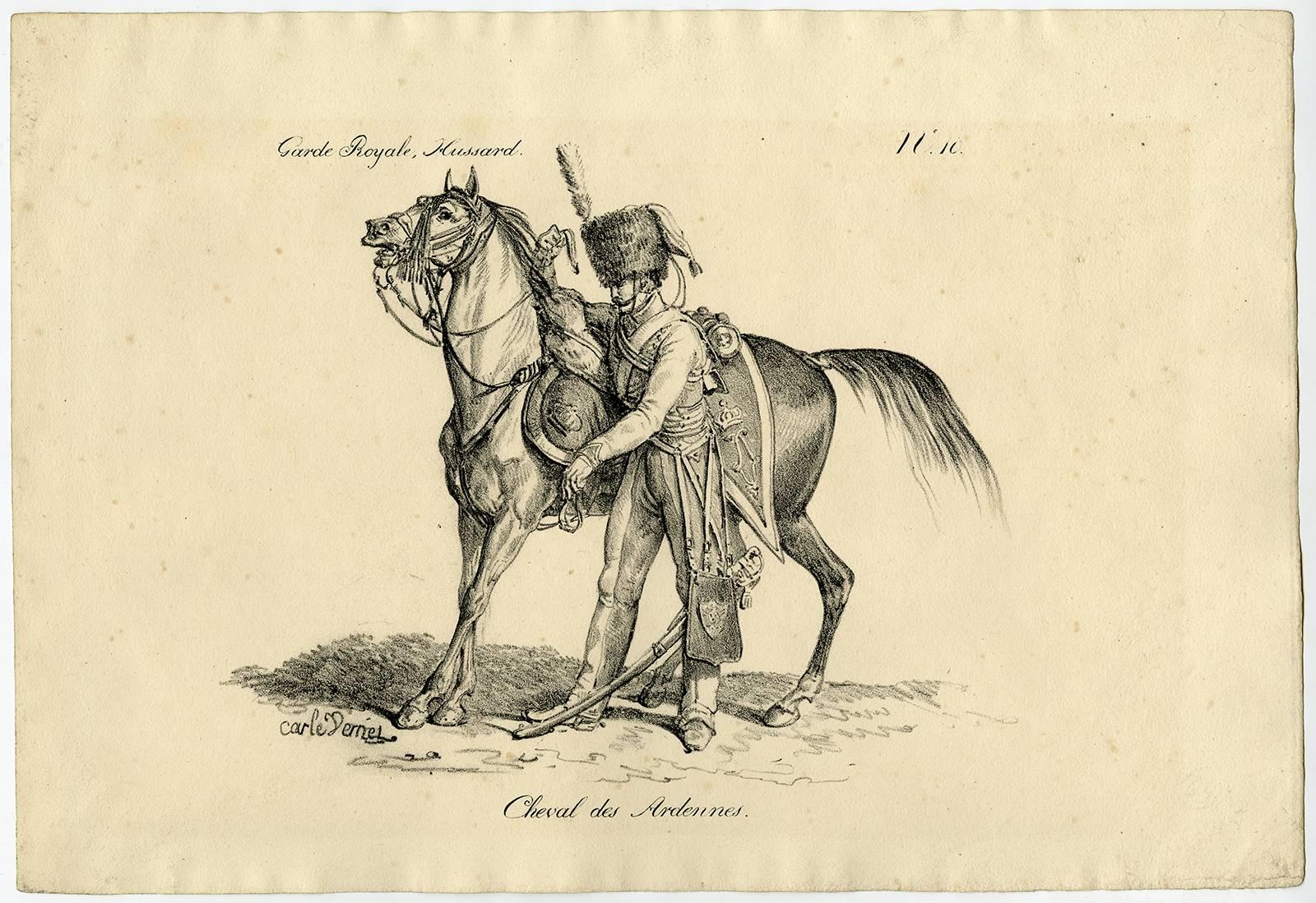 Carle Vernet (Antoine Charles Horace Vernet) Figurative Print - Cheval des Ardennes.