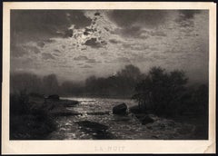 La Nuit - A moonlit night scene of a wild river landscape.