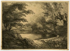 Untitled - View of a pond surrounded by trees.