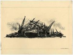 Overslag Waalhaven - View of the Waalhaven transhipment harbour in Rotterdam.