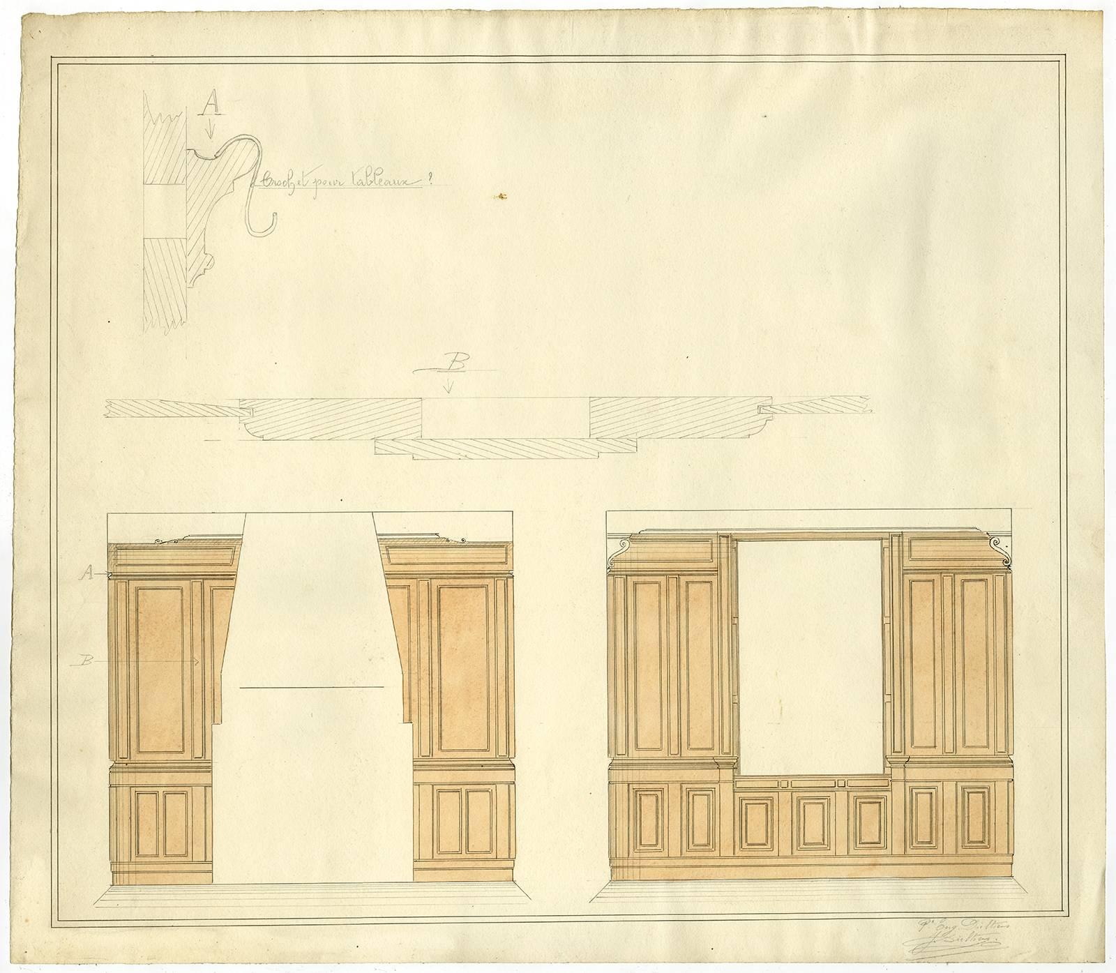 Eugeen Dieltiens Interior Art - Untitled - Two designs for the panelling of a room.