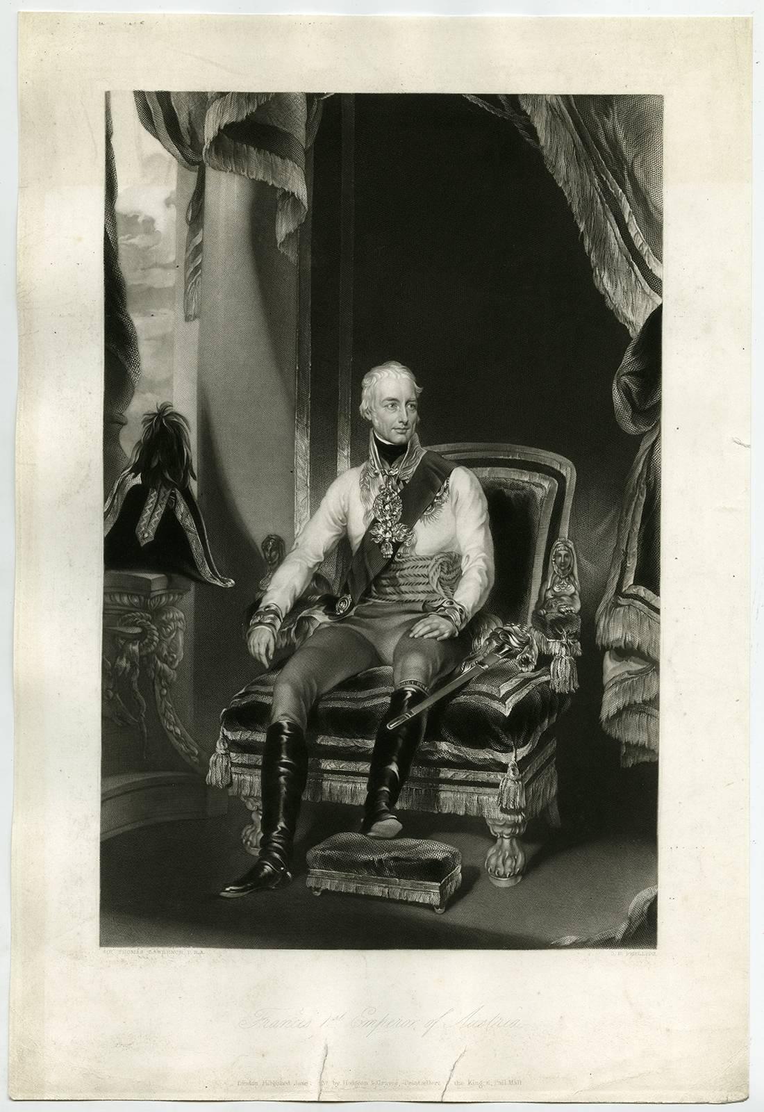 George Henry Phillips Portrait Print - Francis 1st Emperor of Austria - Portrait of Franz I Emperor of Austria.