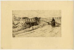 Antique untitled - Landscape with a bridge.
