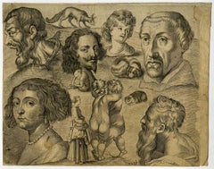 Antique Untitled - A sheet with drawing studies.