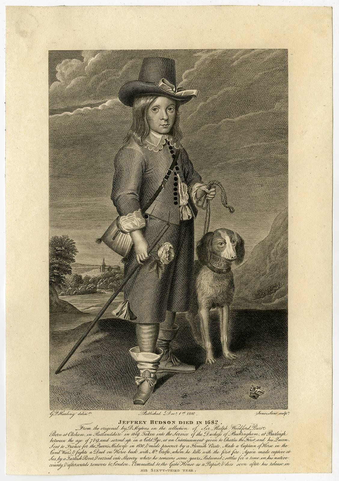 James Stow Portrait Print - Jeffrey Hudson died in 1682.