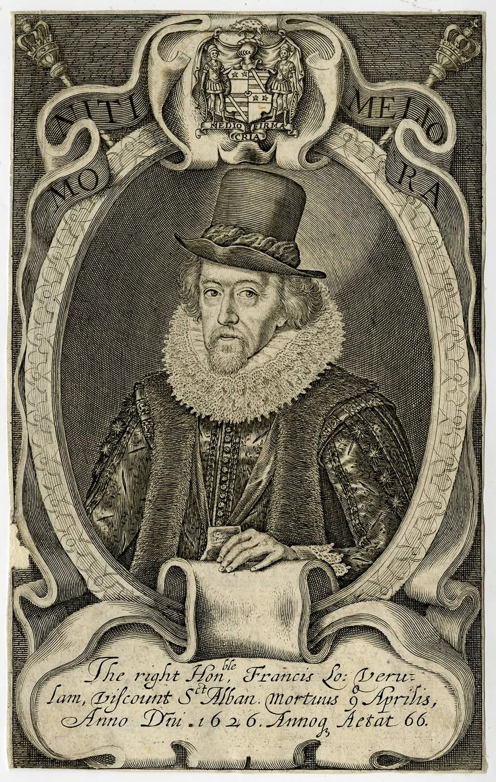 Simon de Passe Portrait Print - The right honble Francis [..] - Portrait of sir Francis Bacon.