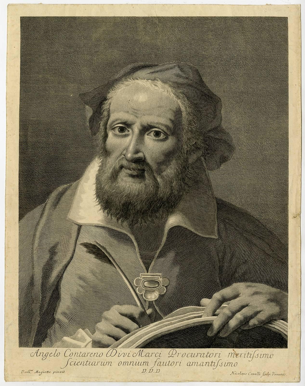 Nicolaus Cavalli Portrait Print - Angelo Contareno Divi Mari procuratori [..].