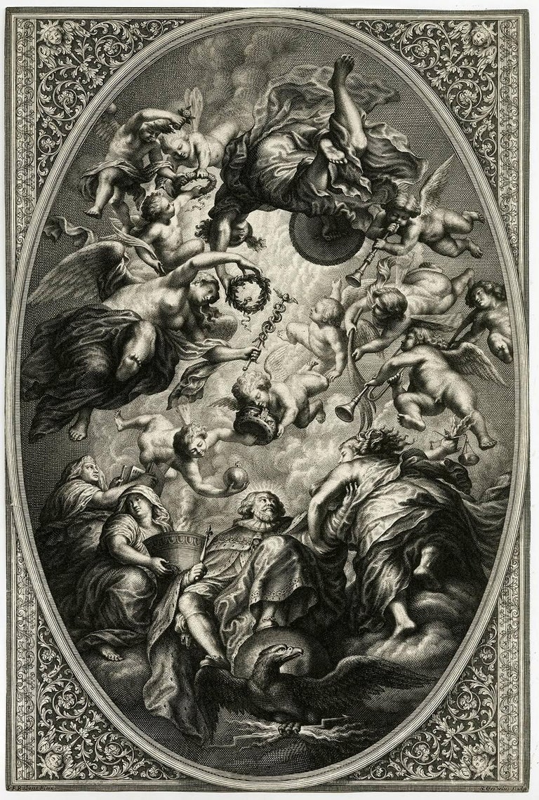 Untitled Depiction Of The Ceiling Painting In The Banqueting House In London