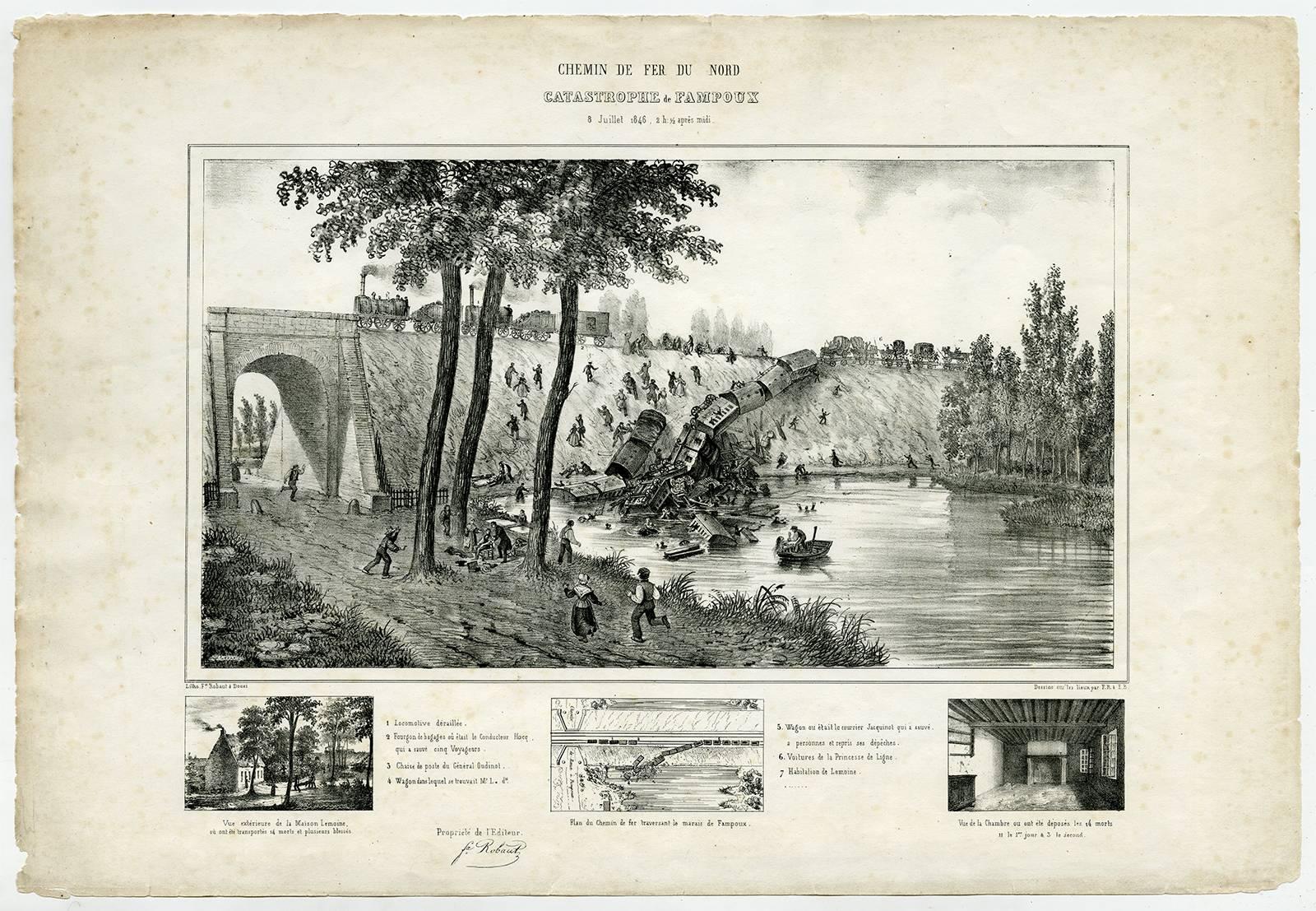 Felix Robaut Landscape Print - Chemin de fer du nord. Catastrophe de Fampoux.