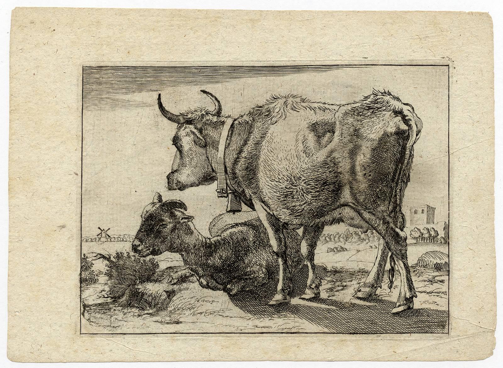 Tierbuchlein (complete set of 6) - Beige Animal Print by Johann Heinrich Roos