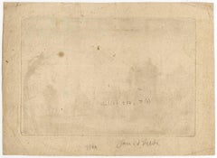 Untitled - View of a road with a watch tower and 3 resting men.