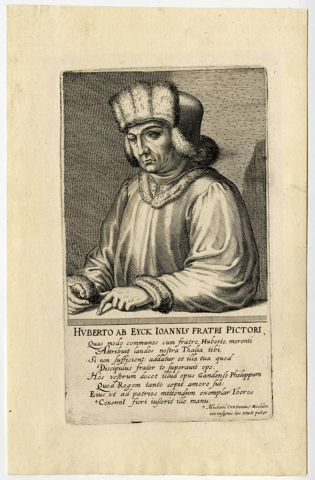 Huberto ab Eyck Ioannis Fratri Pictori. - Print by Hendrik Hondius the Elder