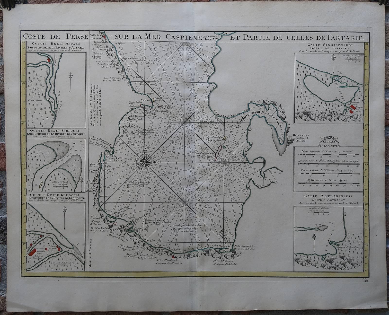 Carte Marine de la Mer Caspienne. - Gray Print by Guillaume De L'Isle