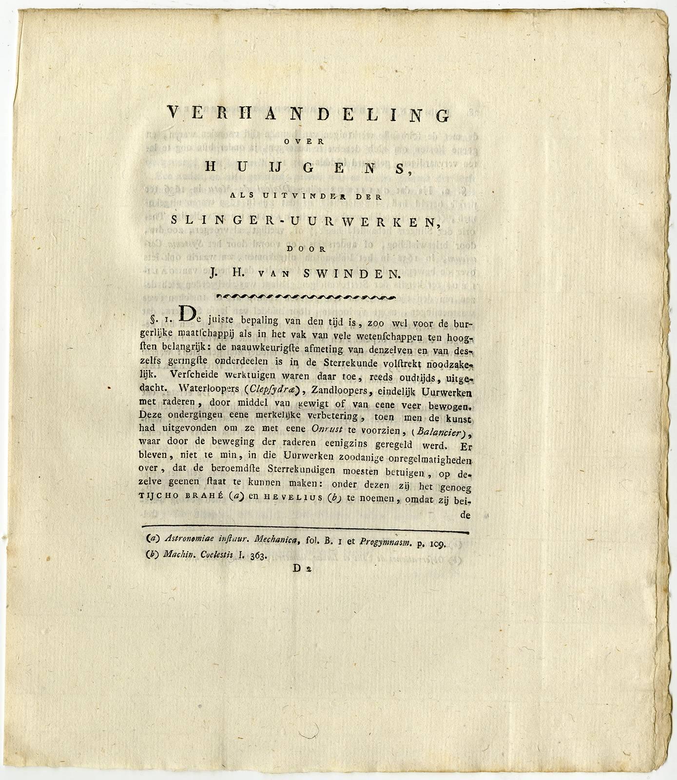 Verhandeling over Huygens, als uitvinder der slinger-uurwerken [...]. For Sale 2