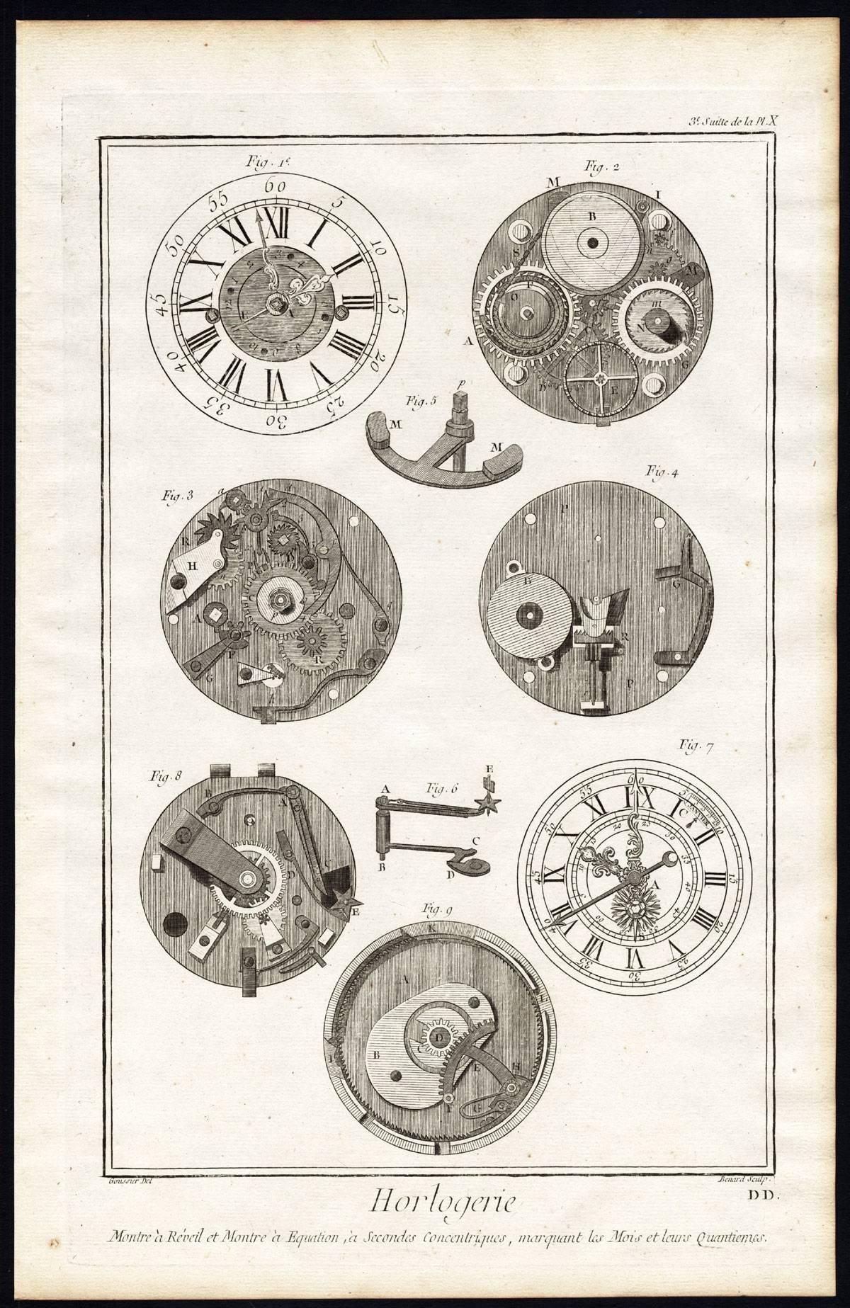  Horlogerie. Complete set of 63 engravings. For Sale 1