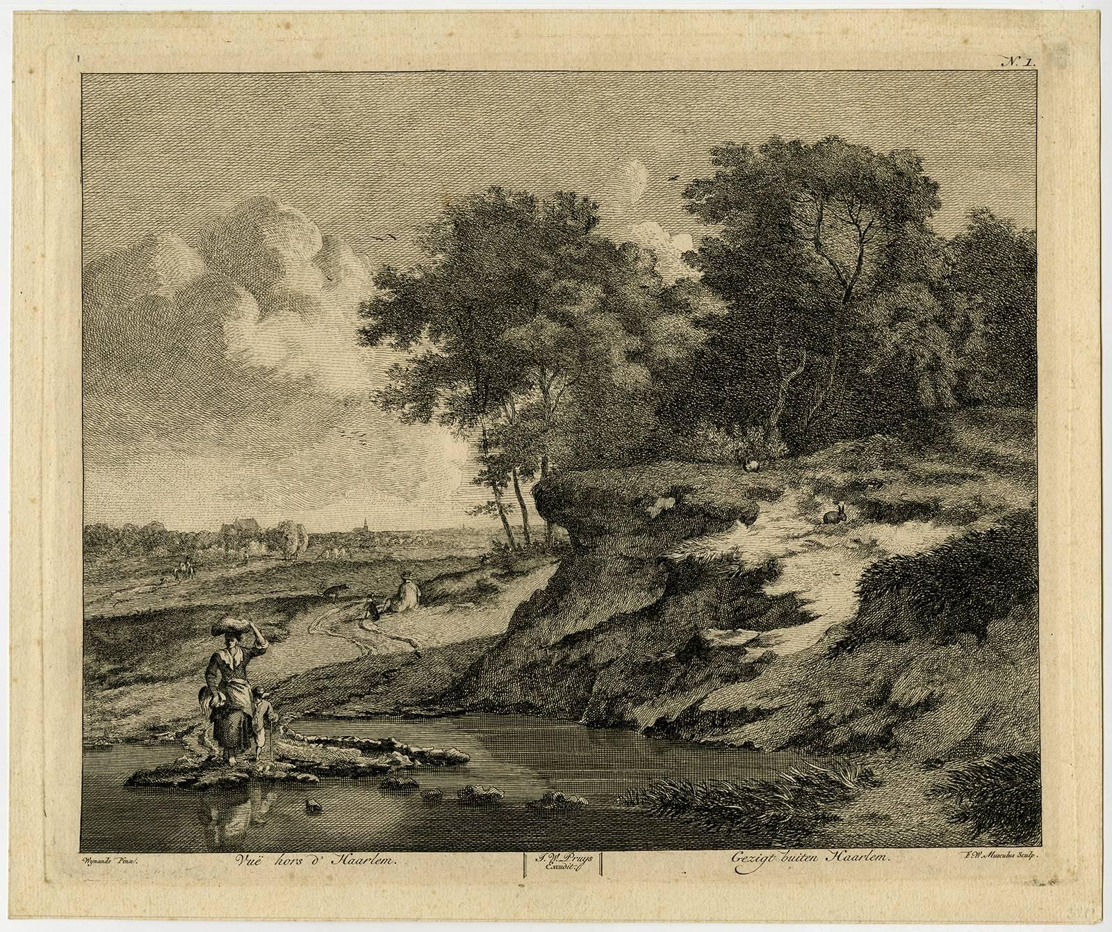 Plate 1.Vue hors d'Haarlem. Plate 2.Dito Vue hors d'Haarlem. - Print by F.W. Musculus