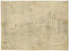 Untitled - A landscape with ruins and a river.