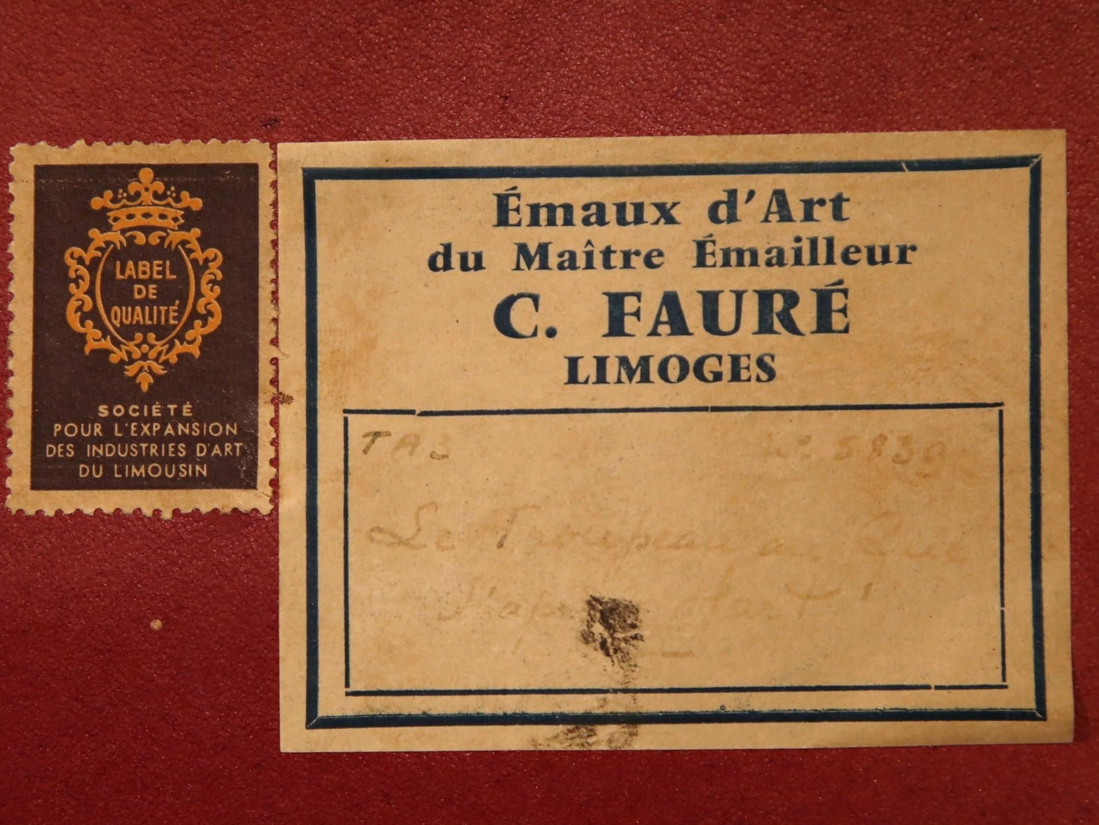 Early 20th Century, French Framed Enamel Cow Painting Signed Faure Limoges 5