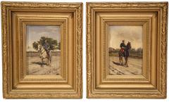 Pair of 19th Century French Paintings in Gilt Frames Signed J. Callen
