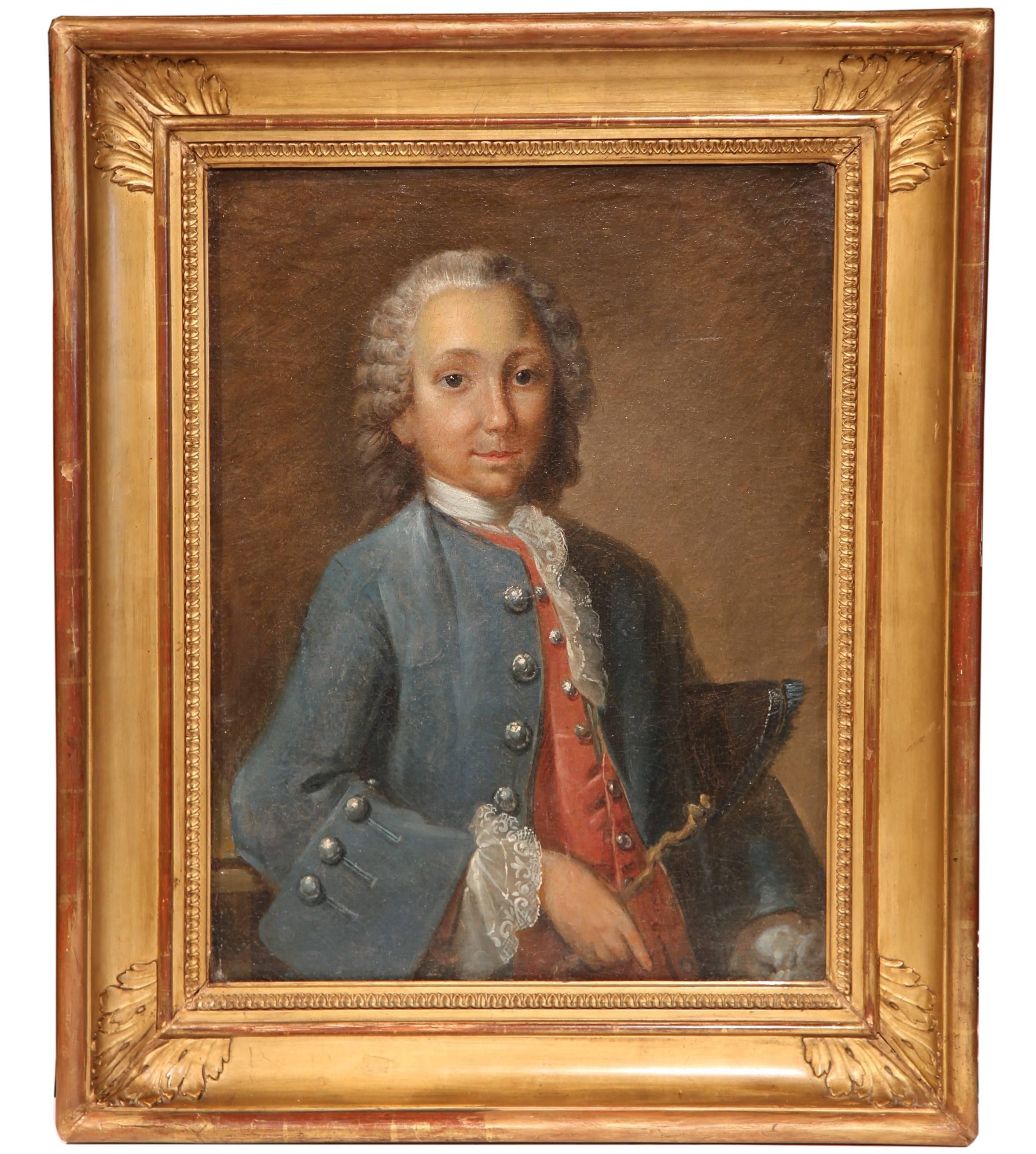 Unknown Portrait Painting - 18th Century French Oil on Canvas Framed Painting of the Marquis de Rochambeau