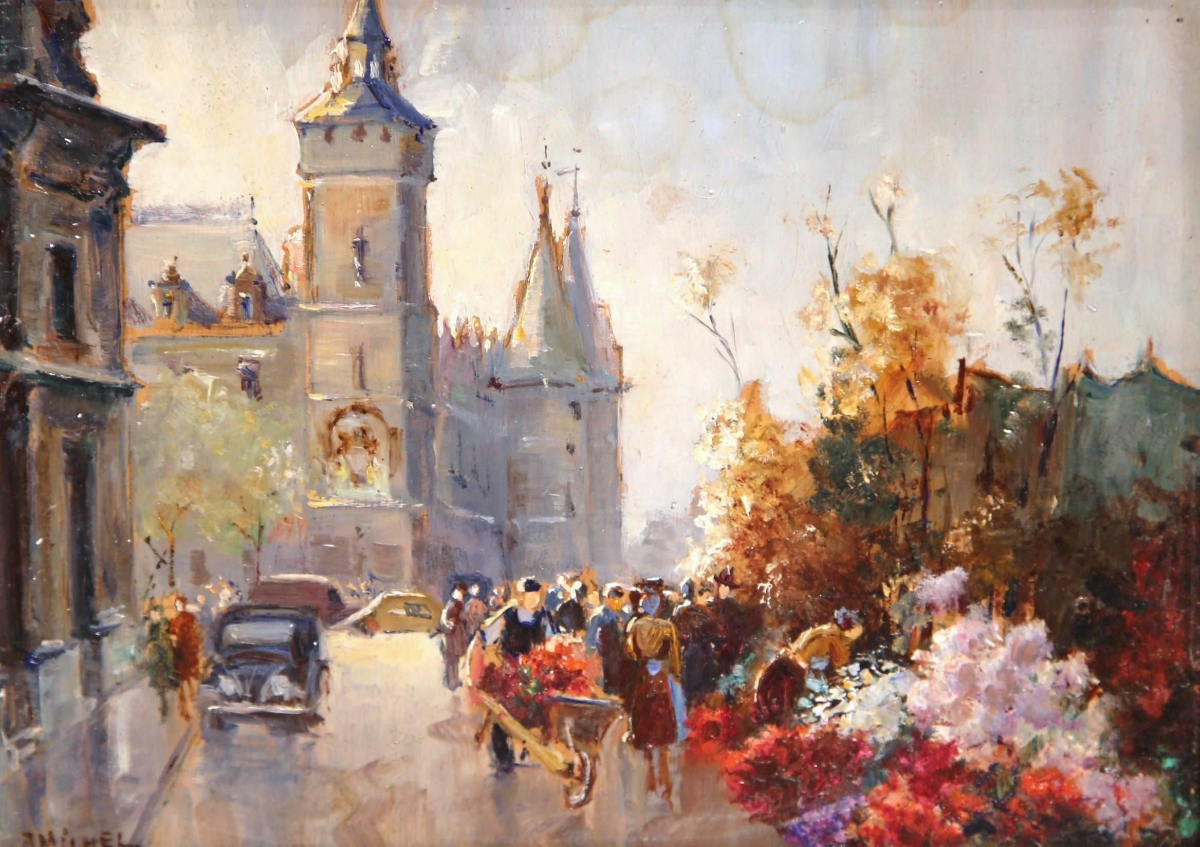 Pair of  Mid-20th Century French Paris Scenes Paintings Signed A. Michel For Sale 5