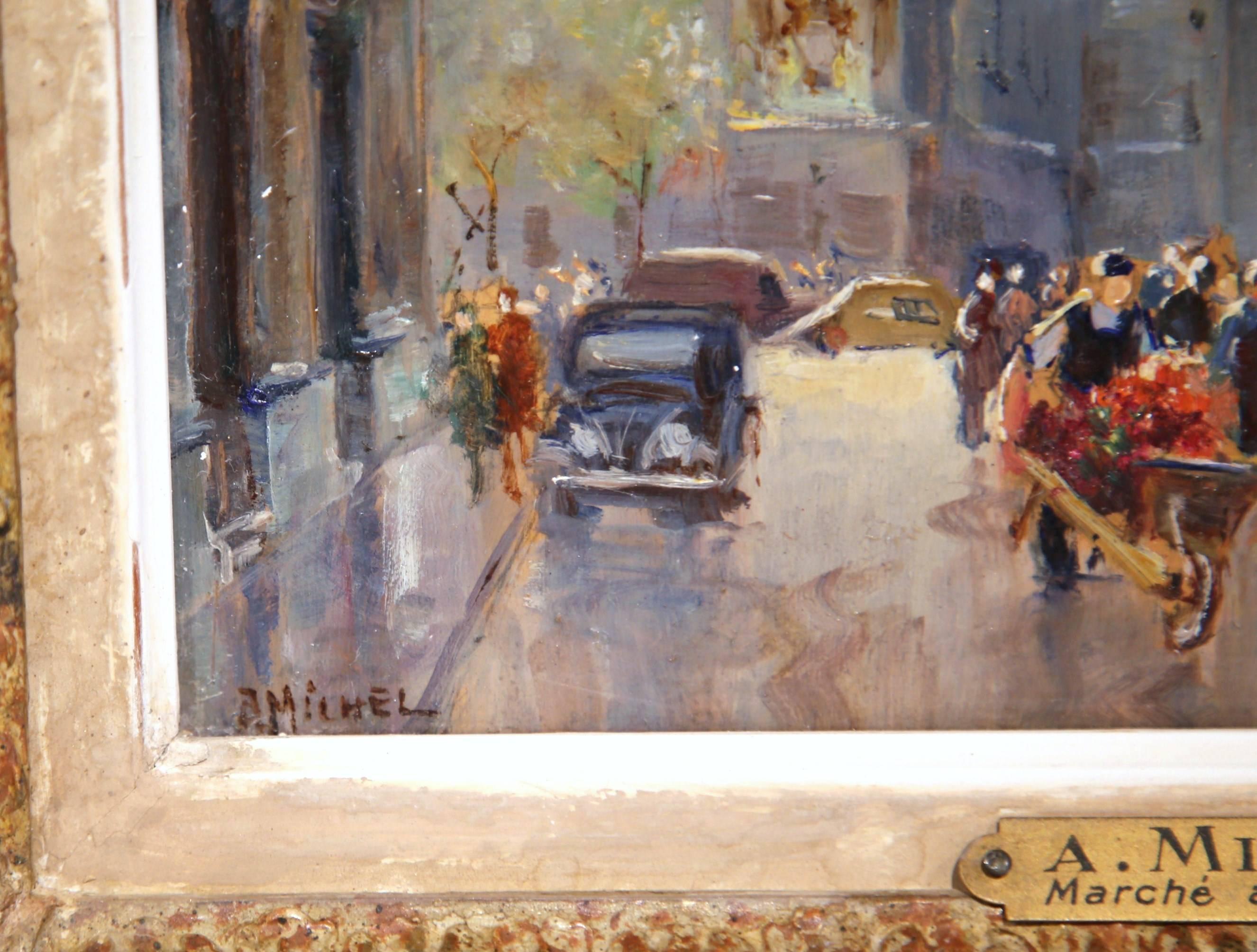 Pair of  Mid-20th Century French Paris Scenes Paintings Signed A. Michel For Sale 6