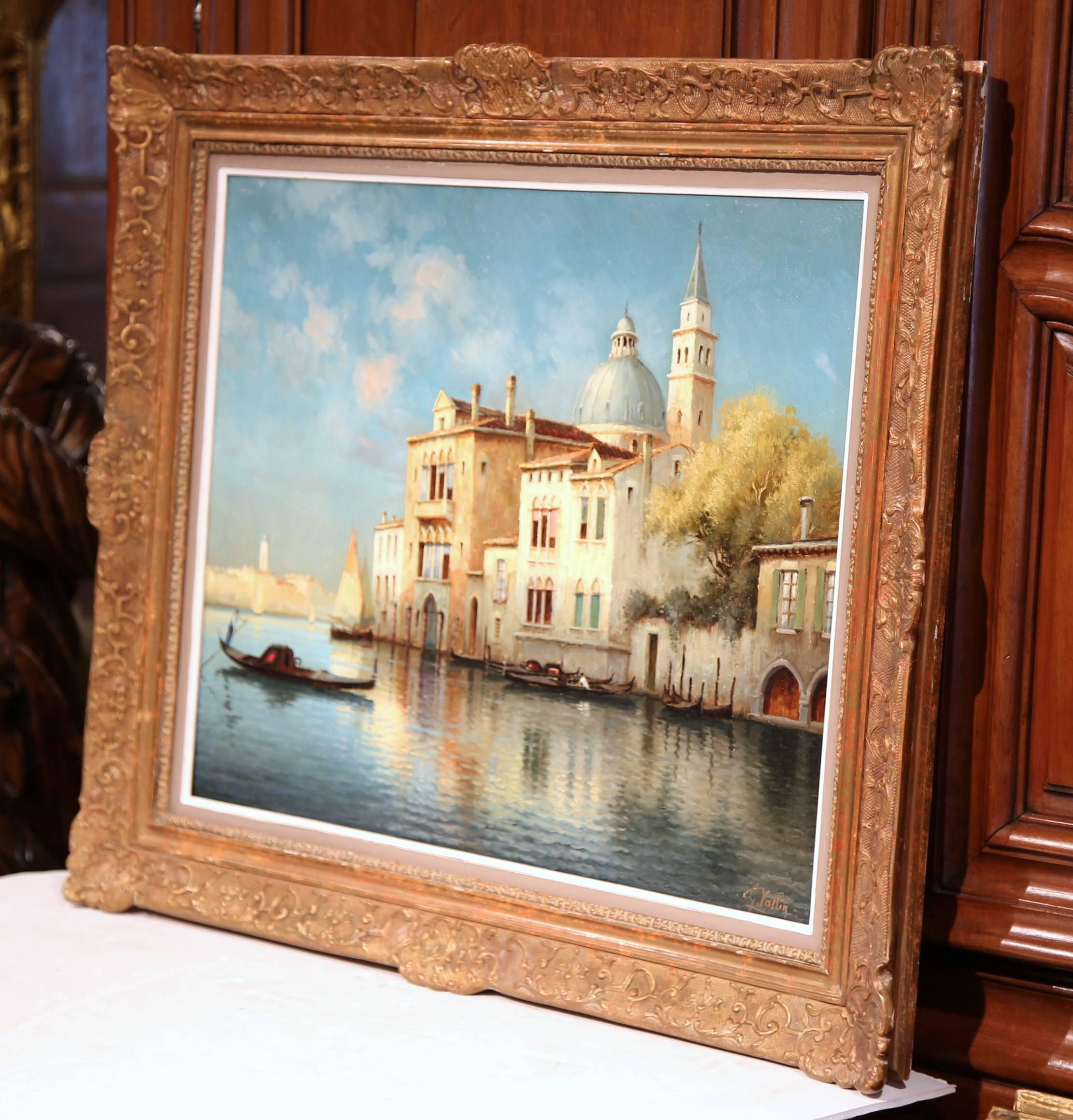 Late 19th Century Venice Oil Painting in Gilt Frame Signed Robert Vallin 5