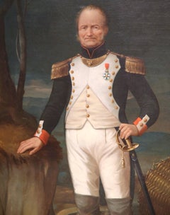 Large Mid 19th Century Oil Painting of a French Officer in Gilt Frame