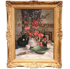 Early 20th Century Flemish Still Life Oil on Canvas Painting Signed K. Van Loon