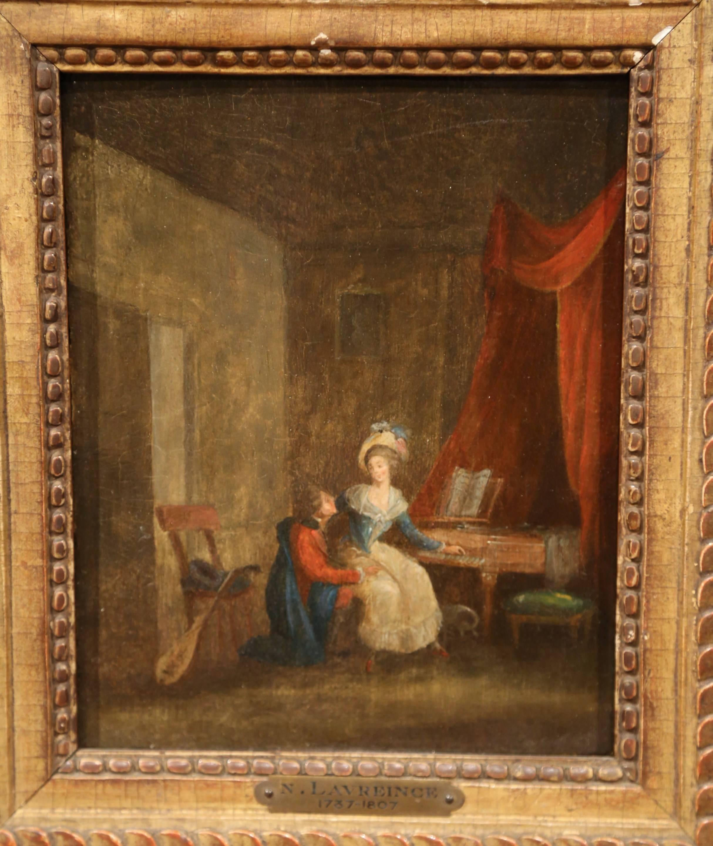 Pair of 18th Century Paintings on Board in Gilt Frames Signed N. Lavreince For Sale 4