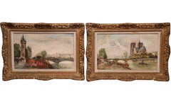 Pair of  Early 20th Century Paris Scenes Paintings Signed Frank Will 