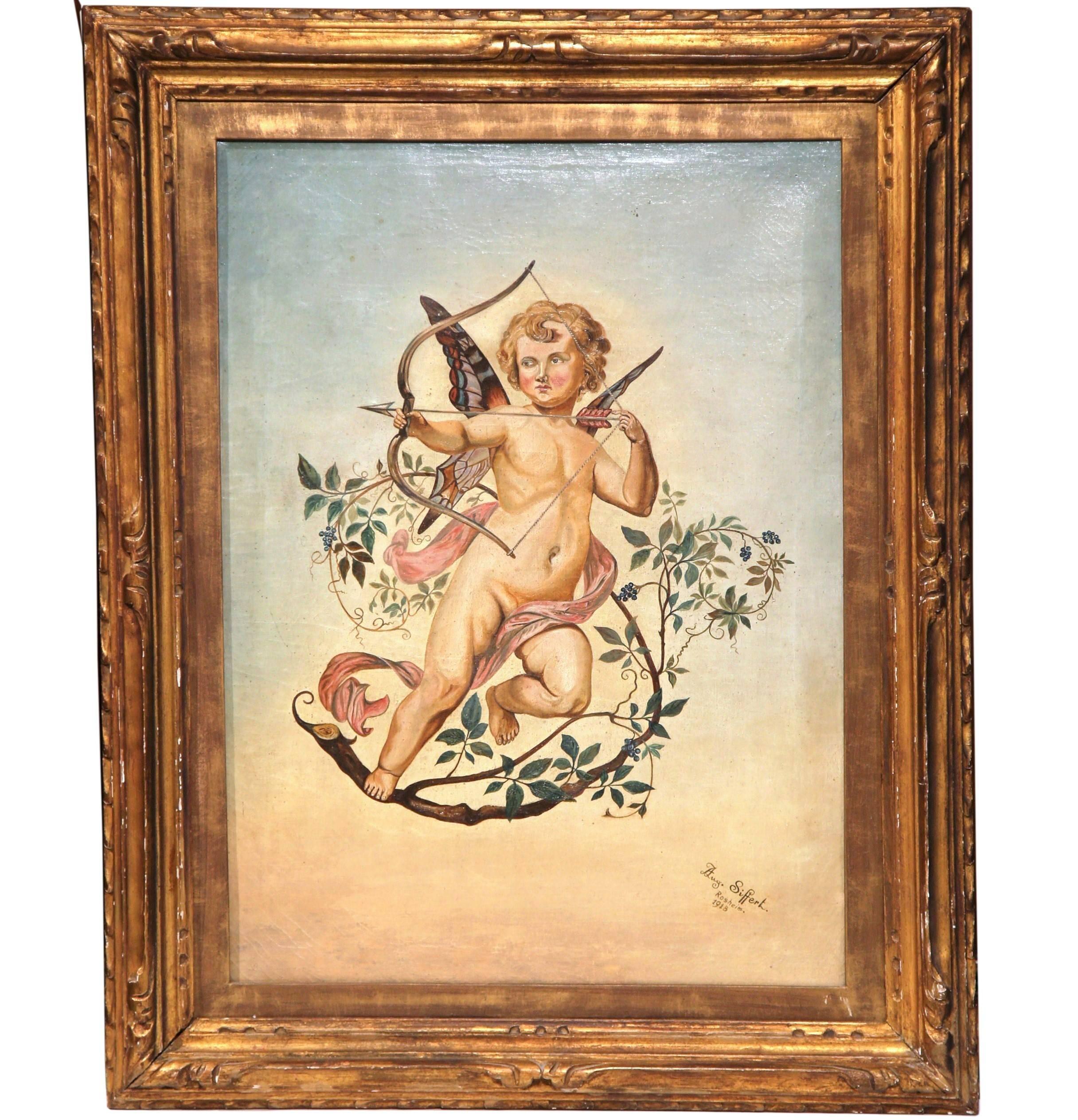 Unknown Figurative Painting - Early 20th Century French Oil Painting in Gilt Frame Signed & Dated Siffert 1913