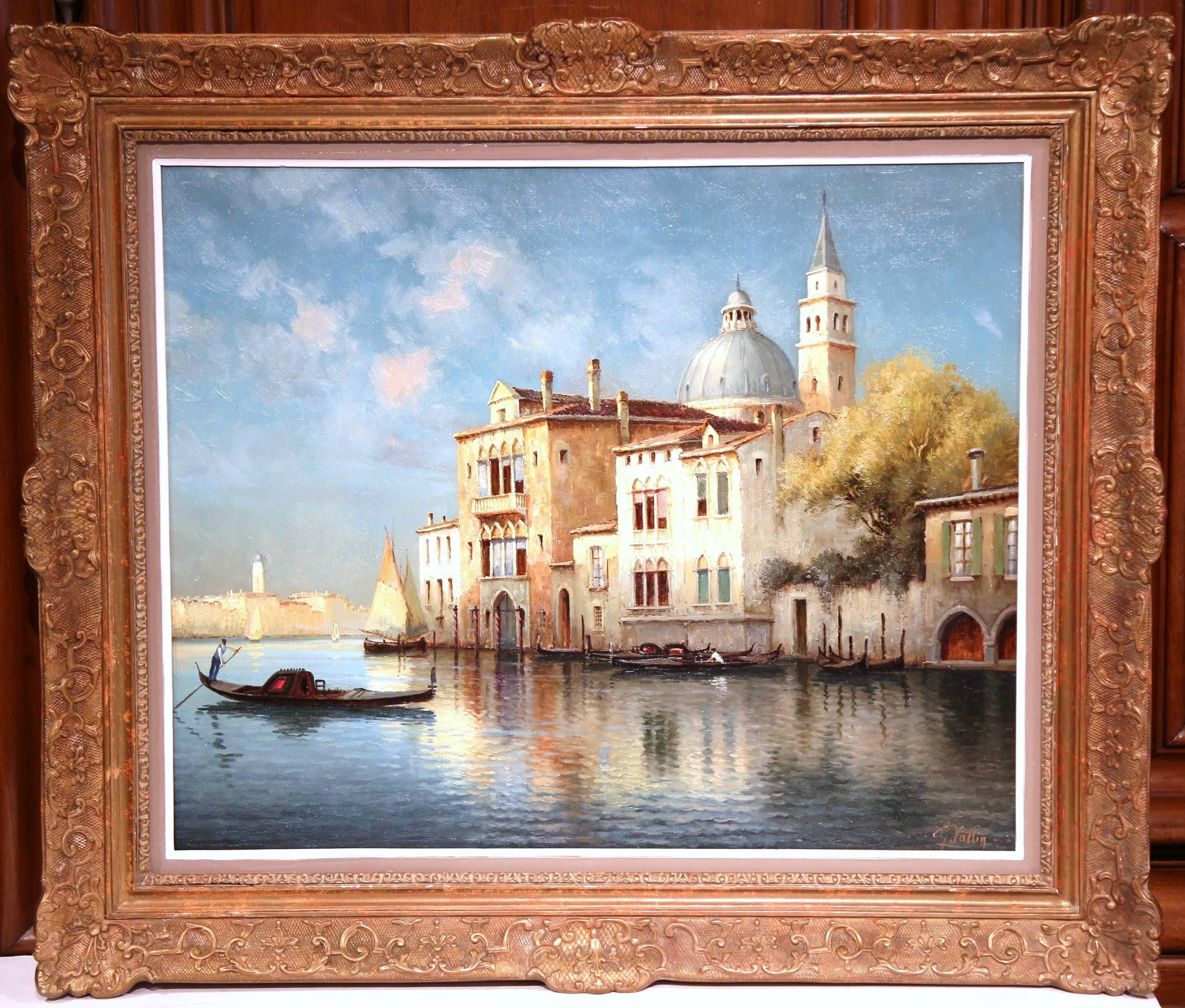 Late 19th Century Venice Oil Painting in Gilt Frame Signed Robert Vallin 3