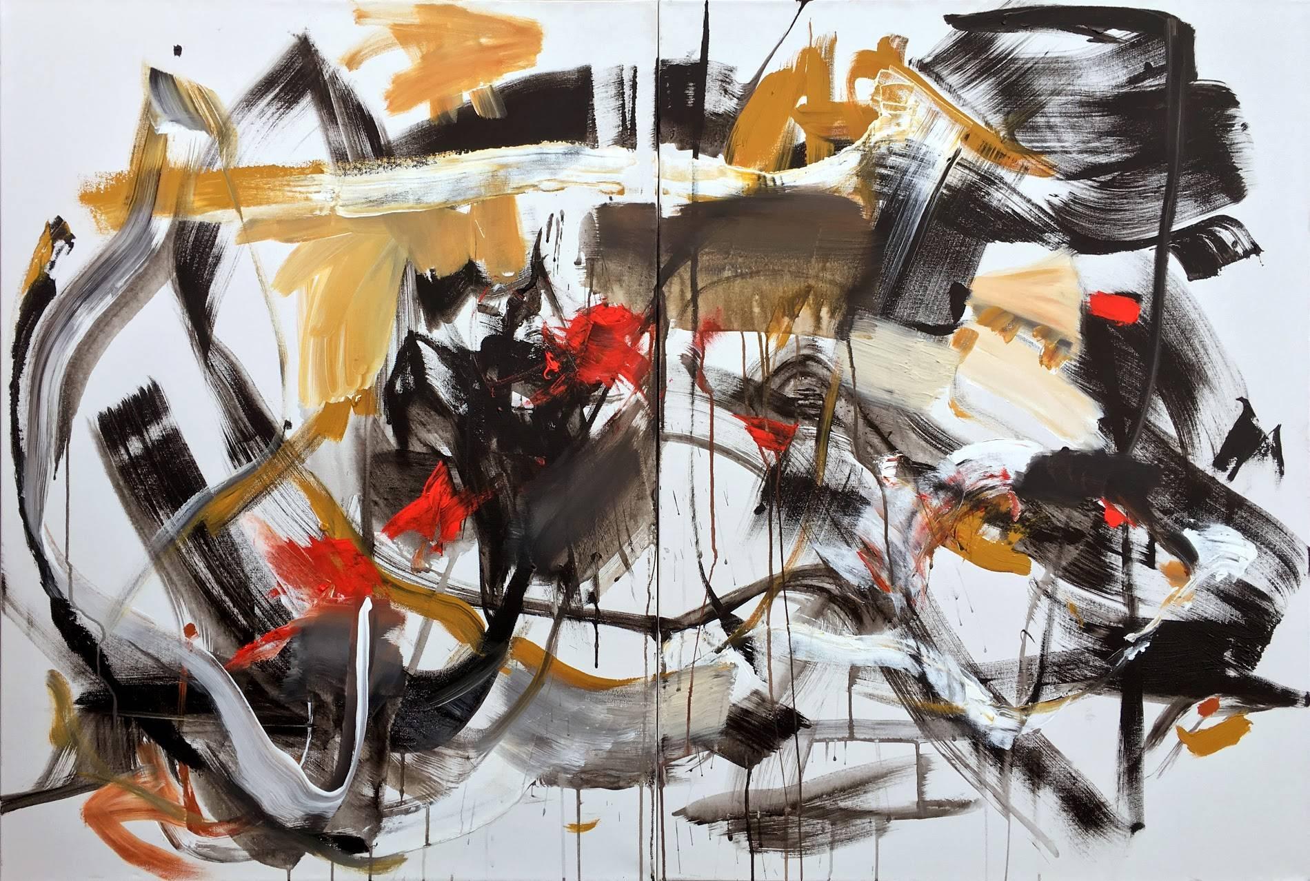 Vicky Barranguet Abstract Painting – Komposition Zehn Tenri 