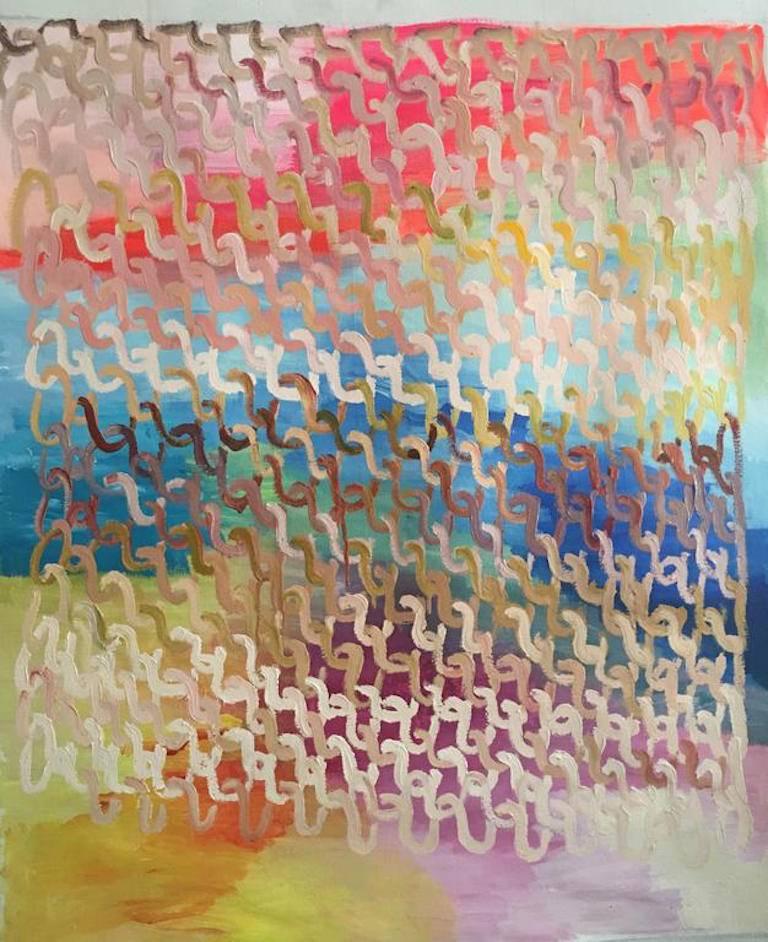 Alejandra Seeber Abstract Painting - Rainbow Knitt