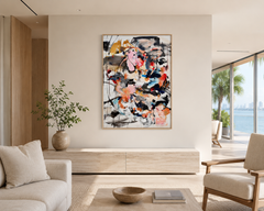 Moment Notes I, dipinto astratto contemporaneo e colorato in acrilico su tela, 2020