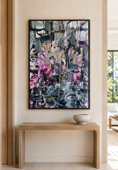 "Lost In A Pink Paradise" – Dipinto astratto contemporaneo, acrilico su tela, 2022